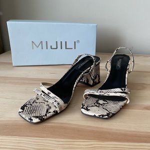 Mijili snake skin block heels (size 8)